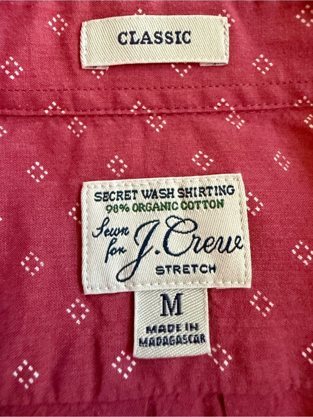 J.Crew Secret Wash Organic Cotton Stretch Button Down Shirt Men’s Medium
